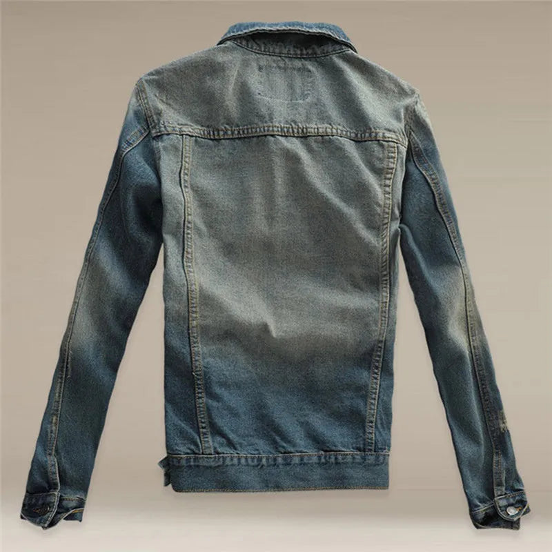 Fashion Men's Jeans Slim Fit MEN'S Jacket Jeans Coat Men's Winter Korean-style Denim Jacket Men's Fashionable New Style Overcoat