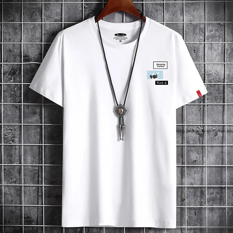 2021 Newest T Shirt for Men Clothing Fitness White O Neck Man T-shirt