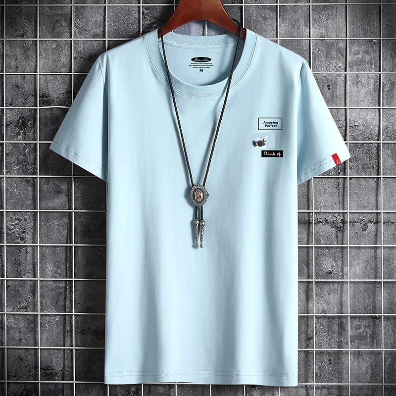 2021 Newest T Shirt for Men Clothing Fitness White O Neck Man T-shirt