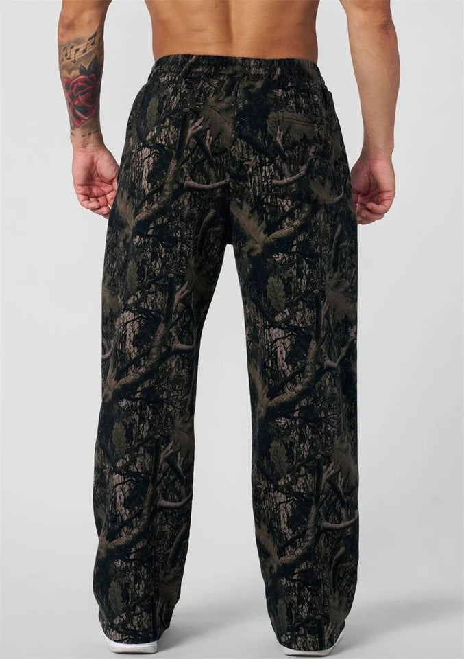 2025 New Jogger Straight Trendy Fitness Pants Men's Camouflage Wide Leg Pants Breathable running sweatpants loose men trousers