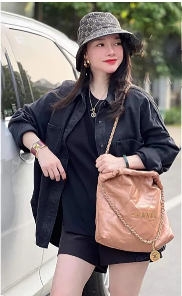 Denim Jacket 2025 ETJ Spring new all-cotton large pockets embellished loose version of women's shirt-style denim jacket