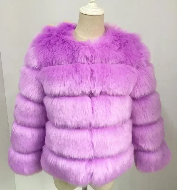 Faux Fur Coats Women Short Coat Jackets Elegant Jacket  Autumn Winter Y2k Furry Outerwear Mom Splice Thick Warm Coffe Coats