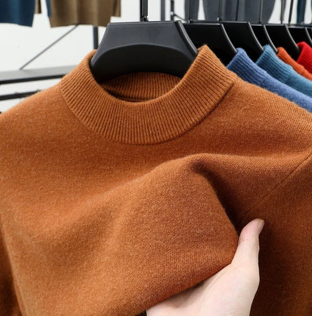 Mens Crew Neck Cashmere Pullover for Men Clothes Black Sweater Winter Warm Sweater Middle Aged Spring Casual Tops to Father Gift