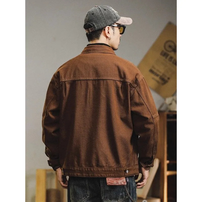 Retro Denim Jacket Men's Autumn Trendy Casual Jacket Men's Trendy French Workwear