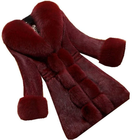 Faux Fur Coat for Women's Fashion High-end Faux Rabbit Fur Coat 2025 New Women's Coat Medium Length New Large Fur Collar