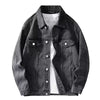 Denim Jacket Men  Single Breasted Coats Turn Down Collar Jackets Distressed Washed Outerwear High Street 2025 Spring Pockets