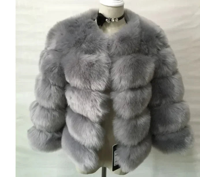 Faux Fur Coats Women Short Coat Jackets Elegant Jacket  Autumn Winter Y2k Furry Outerwear Mom Splice Thick Warm Coffe Coats