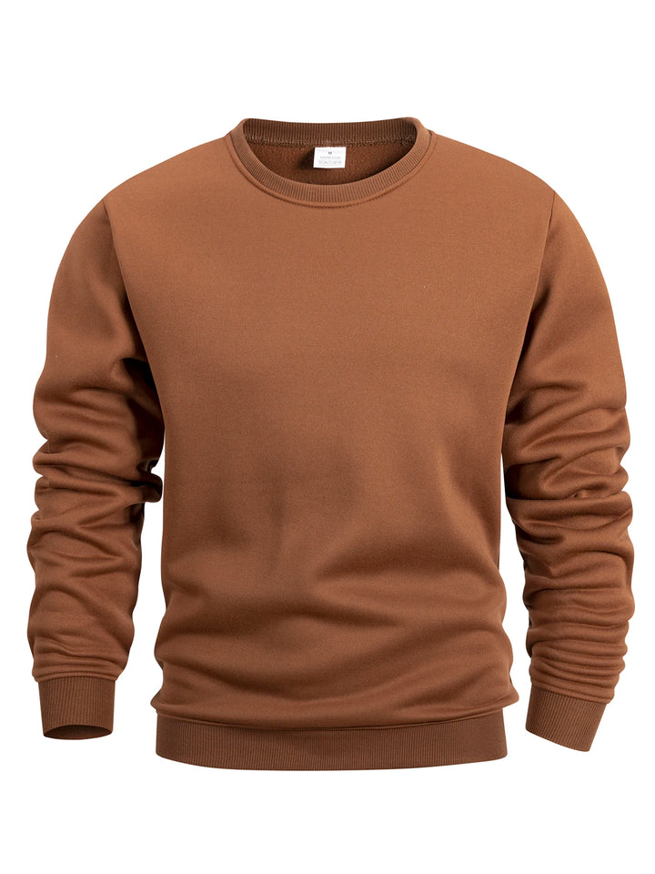 Men's Crew Neck Sweatshirts Solid Color Sweatwear Spring Outdoor Casual Daily Long Sleeve Pullover Hoodie Man Sportswear