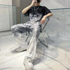 Jogger Jogging Running Male T Shirt Trousers Sets Oversized Graphic Men's Pants Set Print Stretch Tee Cheap Clothes Regular Fit
