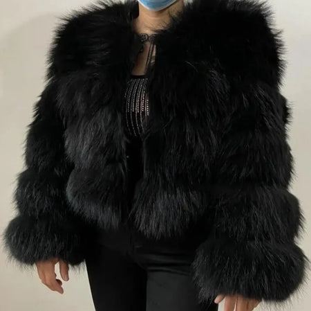 Faux Fur Coat Women's Jacket Winter Fashion Warm Thick Fox Raccoon Leather Brown Plus Size Especially Fake Fur Cold Coat