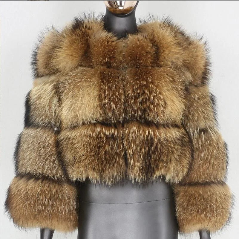 Faux Fur Coat Women's Jacket Winter Fashion Warm Thick Fox Raccoon Leather Brown Plus Size Especially Fake Fur Cold Coat