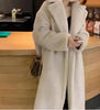 Faux Fur Coats Women Lamb Wool Long Coat Thick Warm Elegant Maxi Turn Down Collar Spring Outerwear Autumn Winter Jackets