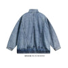 Denim Jacket Men's Spring Autumn New Loose Design Sense of Standing Collar American Vintage Male Women's Cargo Couple Coat 2023