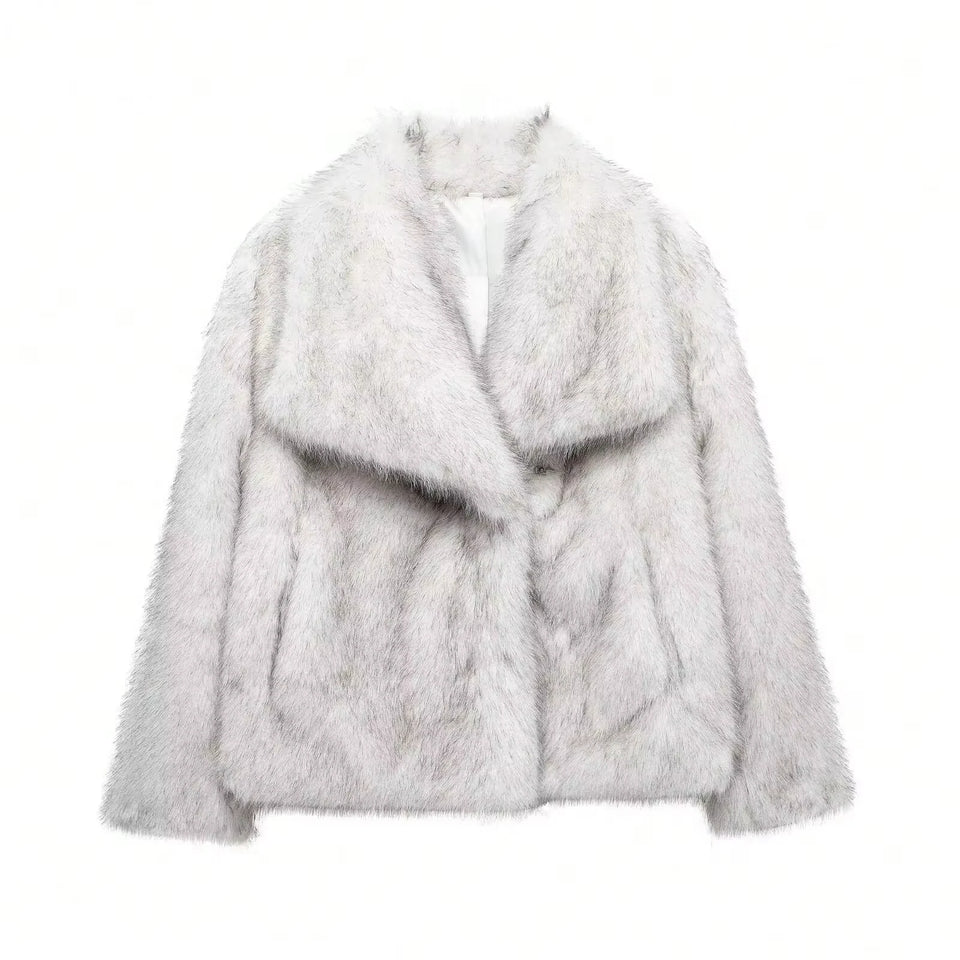 HH Faux Fur Coats For Women Autumn Winter Warm Oversize Outerwear Elegant Yellow Long Sleeve Jacket 2025 Fashion Streetwear