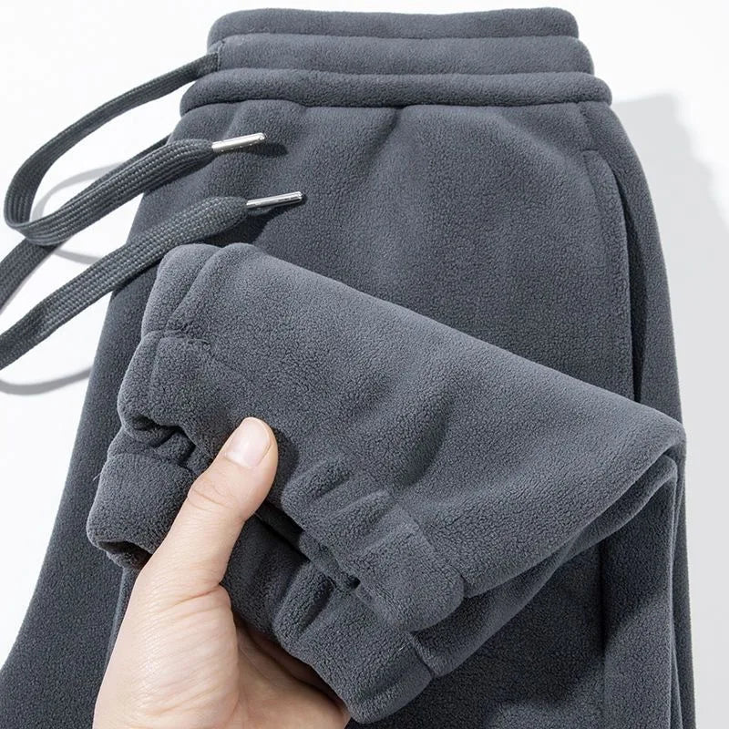 Double-Sided Fce Joggers Men's Thiened Loose Warm Outerwear Winter Youth Casual Long Pants Elastic Waisand  Color