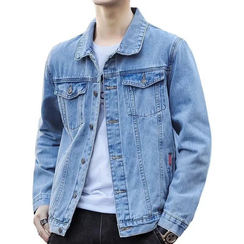 Denim Jacket for Men 2025 New Spring Autumn Casual Trendy Wear Loose Fit Workwear Clothing Wholesale Top Selling Item