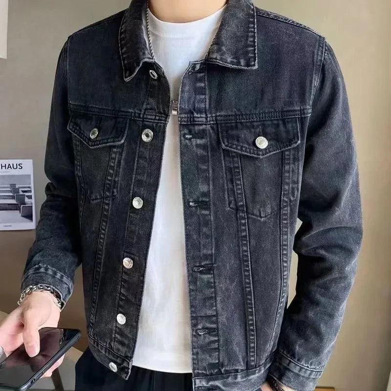 Denim Jacket for Men 2025 New Spring Autumn Casual Trendy Wear Loose Fit Workwear Clothing Wholesale Top Selling Item