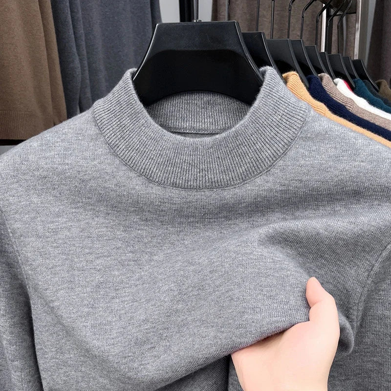 Mens Crew Neck Cashmere Pullover for Men Clothes Black Sweater Winter Warm Sweater Middle Aged Spring Casual Tops to Father Gift