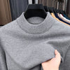 Mens Crew Neck Cashmere Pullover for Men Clothes Black Sweater Winter Warm Sweater Middle Aged Spring Casual Tops to Father Gift