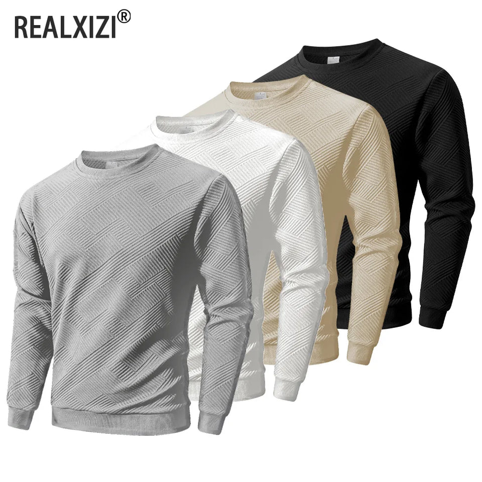 Men's Crew Neck Sweatshirts Spring Autumn Warm Basic Outdoor Pullover Sweater Casual No Hood Hoodie Man Sportswear Tops