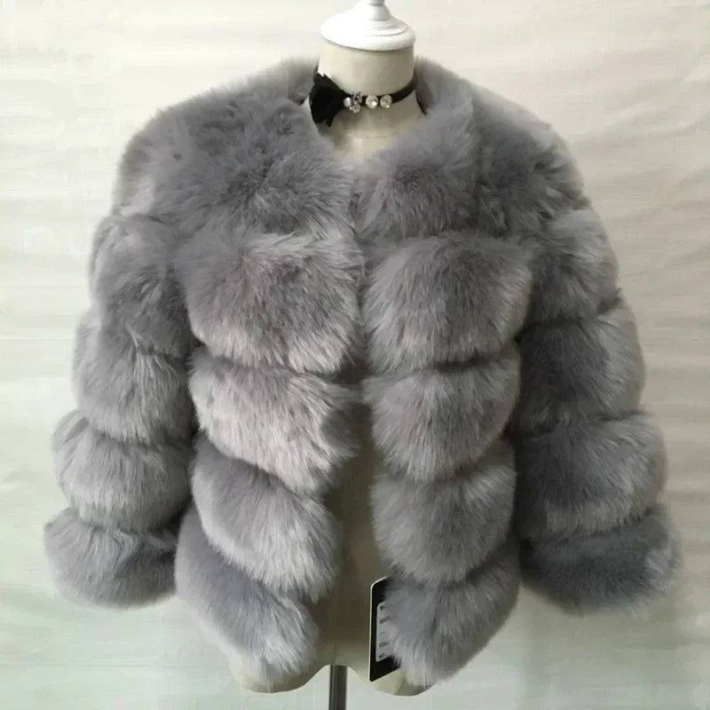 Faux Fur Coats Women Short Coat Jackets Elegant Jacket  Autumn Winter Y2k Furry Outerwear Mom Splice Thick Warm Coffe Coats