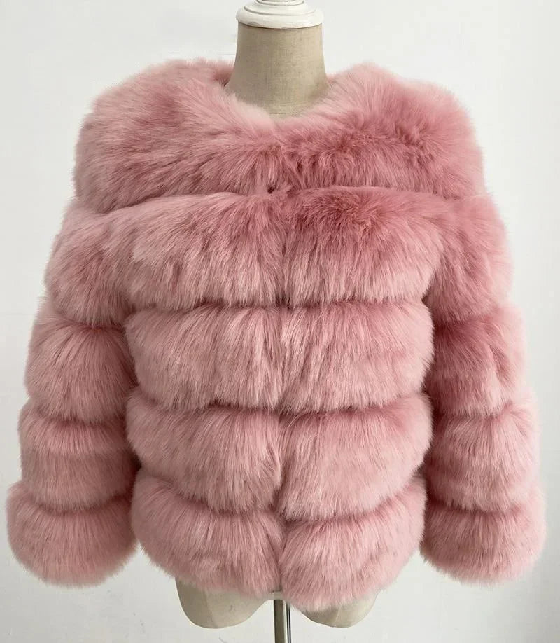 Faux Fur Coats Women Short Coat Jackets Elegant Jacket  Autumn Winter Y2k Furry Outerwear Mom Splice Thick Warm Coffe Coats