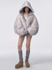 Faux Fur Coat Women 2025 Winter American Retro Fur Coat Women Padded Hooded Cotton-Padded Jacket Plush Casual Harajuku Oversize