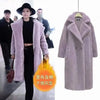 Faux Fur Coats Women Lamb Wool Long Coat Thick Warm Elegant Maxi Turn Down Collar Spring Outerwear Autumn Winter Jackets