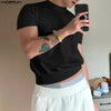 Men T Shirt Solid Color O-neck Short Sleeve Summer Male Crop Tops Streetwear Loose Fashion Casual Men Clothing S-5XL INCERUN