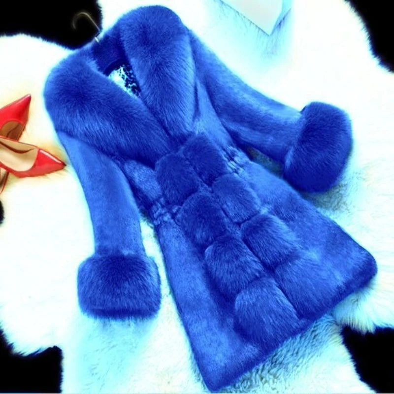 Faux Fur Coat for Women's Fashion High-end Faux Rabbit Fur Coat 2025 New Women's Coat Medium Length New Large Fur Collar