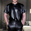 Men's Solid Color Shiny Short-Sleeved T-Shirt American Retro Fashion Trend High Street Loose Casual Breathable Niche Men's Tops