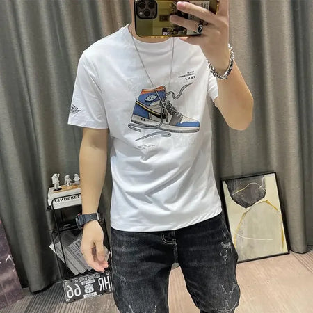 T Shirt for Men Black Man Tee Shirts Slim Fit Streetwear