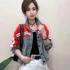 Denim Jacket Women's 2025Spring Autumn New European Fashion Cowboy Coat Female Trend Contrast Jeans Outwear Design Sense Outcoat