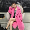 Faux Fur Coats Women Lamb Wool Long Coat Thick Warm Elegant Maxi Turn Down Collar Spring Outerwear Autumn Winter Jackets