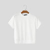 Men T Shirt Solid Color O-neck Short Sleeve Summer Male Crop Tops Streetwear Loose Fashion Casual Men Clothing S-5XL INCERUN