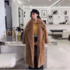 Faux Fur Coats Women Lamb Wool Long Coat Thick Warm Elegant Maxi Turn Down Collar Spring Outerwear Autumn Winter Jackets