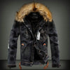 New Men's Fashion Retro Plush Denim Jacket Casual Tear Patch Denim Coat