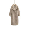 Faux Fur Coats Women Lamb Wool Long Coat Thick Warm Elegant Maxi Turn Down Collar Spring Outerwear Autumn Winter Jackets
