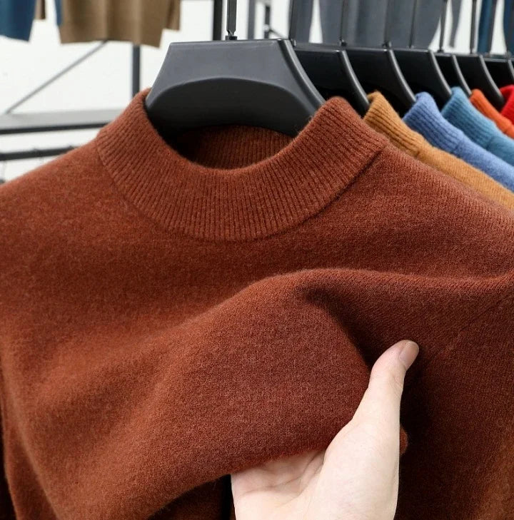 Mens Crew Neck Cashmere Pullover for Men Clothes Black Sweater Winter Warm Sweater Middle Aged Spring Casual Tops to Father Gift