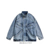Denim Jacket Men's Spring Autumn New Loose Design Sense of Standing Collar American Vintage Male Women's Cargo Couple Coat 2023