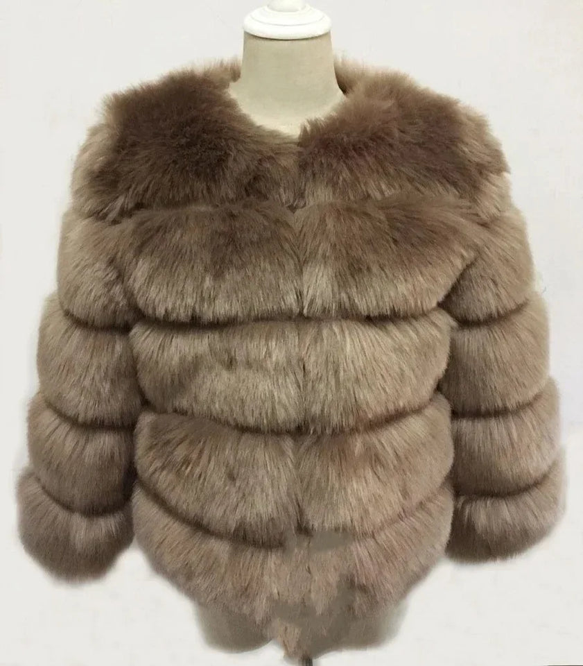 Faux Fur Coats Women Short Coat Jackets Elegant Jacket  Autumn Winter Y2k Furry Outerwear Mom Splice Thick Warm Coffe Coats