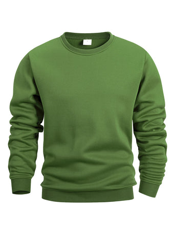 Men's Crew Neck Sweatshirts Solid Color Sweatwear Spring Outdoor Casual Daily Long Sleeve Pullover Hoodie Man Sportswear