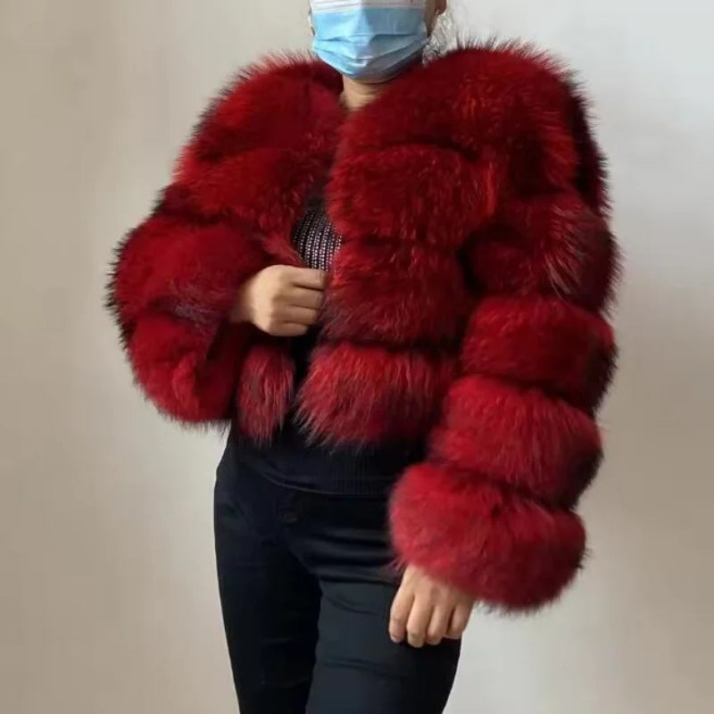 Faux Fur Coat Women's Jacket Winter Fashion Warm Thick Fox Raccoon Leather Brown Plus Size Especially Fake Fur Cold Coat