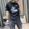 T Shirt for Men Black Man Tee Shirts Slim Fit Streetwear